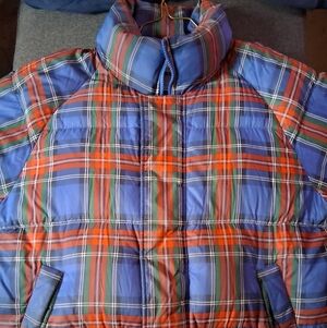 JW ANDERSON Plaid Puffer Jacket - Blue and Red